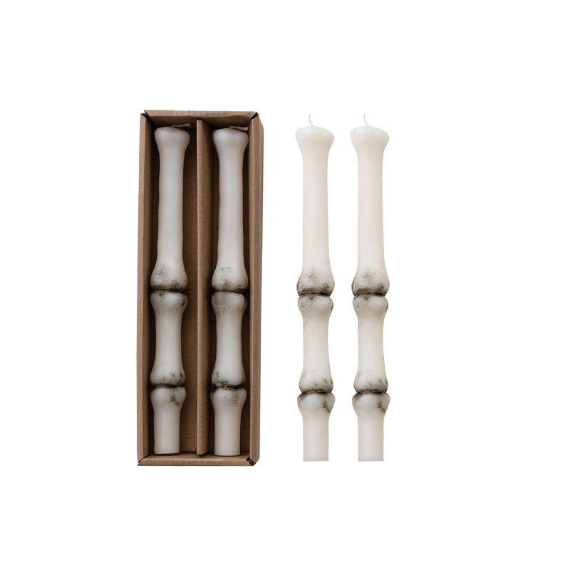 Unscented Bone Taper Candle Set
