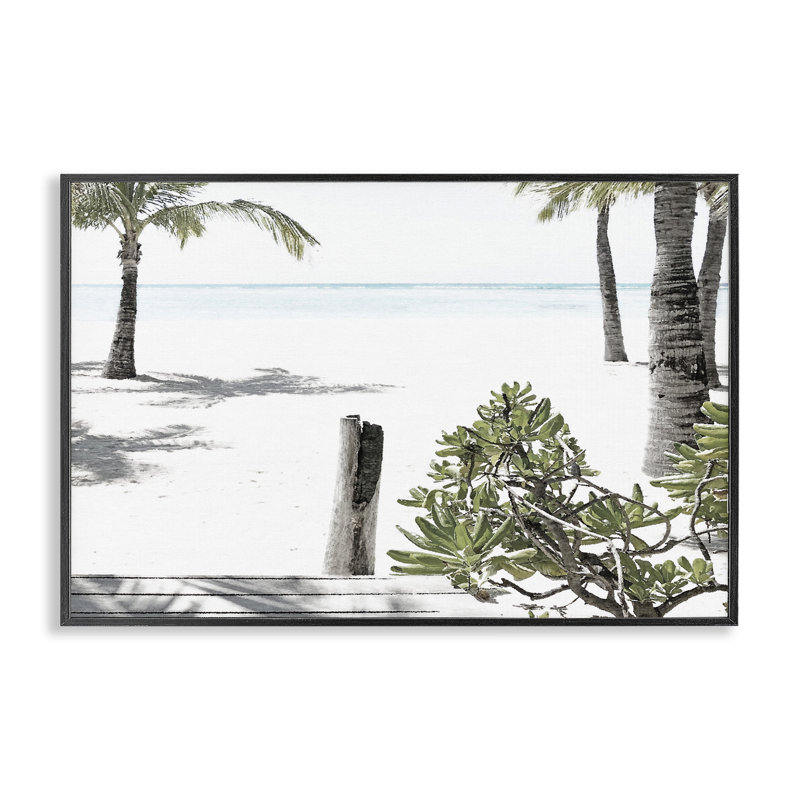 «Shoreline Palms Landscape», estampe numérique, design par Noah Bay, H 12 po x l 18 po, Giclée encadrée noir minuit