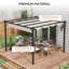 3 X 3m Aluminium Pergola Canopy, Retractable Roof Gazebo, Uv Resistant Awning With Drainage Grommet Holes & 8 Ground Stakes, Outdoor Garden Patio Sun Shade For Party Bbq, Light Grey