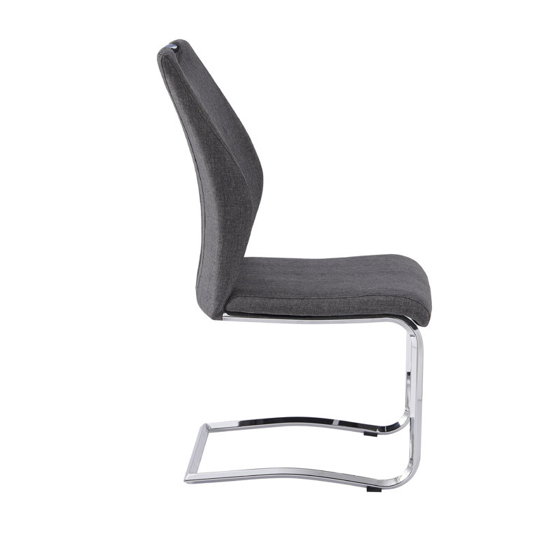 Chaise de salle à manger élégante en tissu gris - base, revêtement moderne confortable (2) pieds