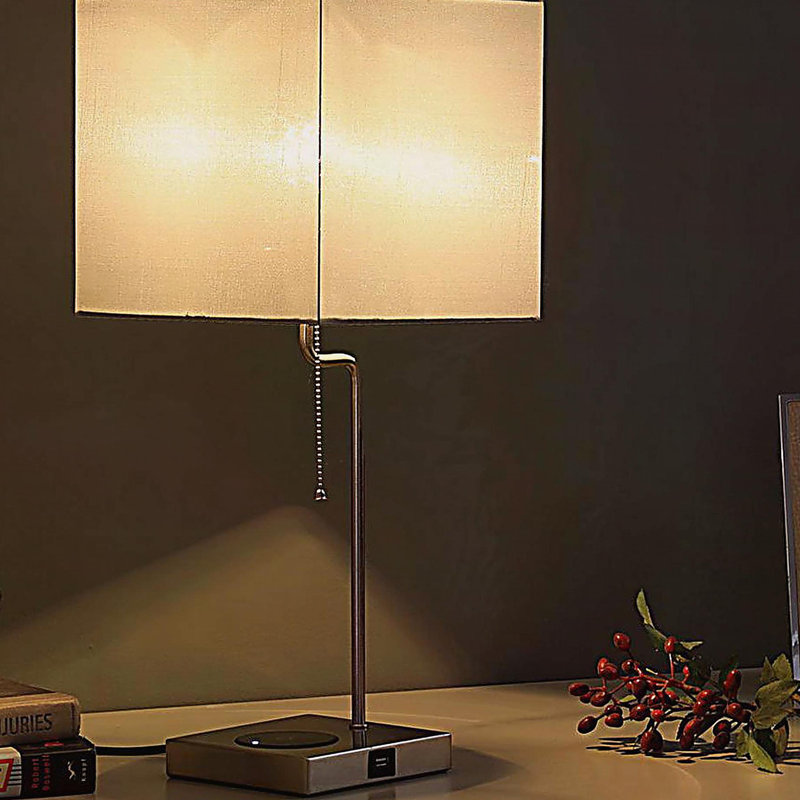 21.5-Inch Aston Square Table Lamp w/ Charging Station