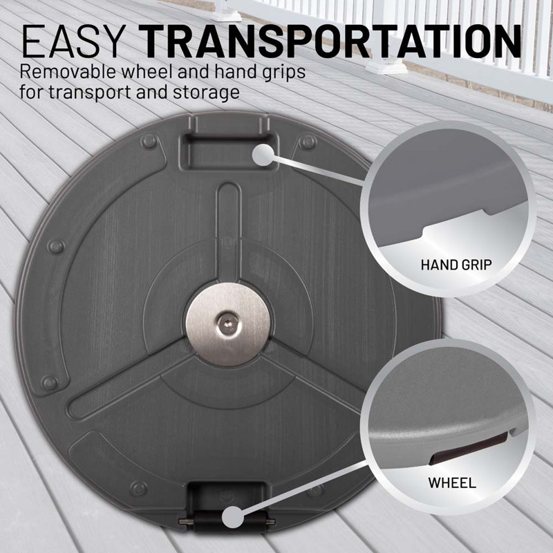 Poids américain: 80 lb Base de parasol de patio autoportante préfabriquée ronde en béton gris, gris