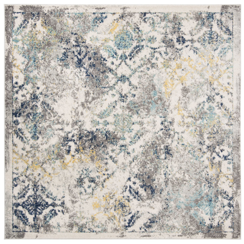 Christa Ivory/Blue Rug, Square 6'7"