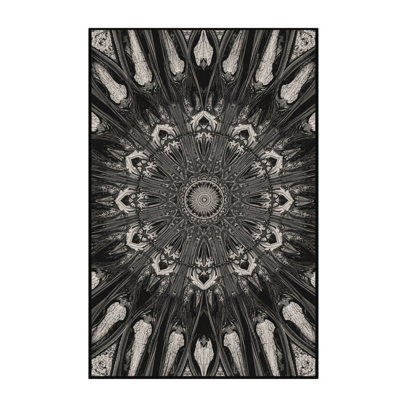 Tapis en marbre orné de pierres noires lavables à la machine Botkins, 4 x 6
