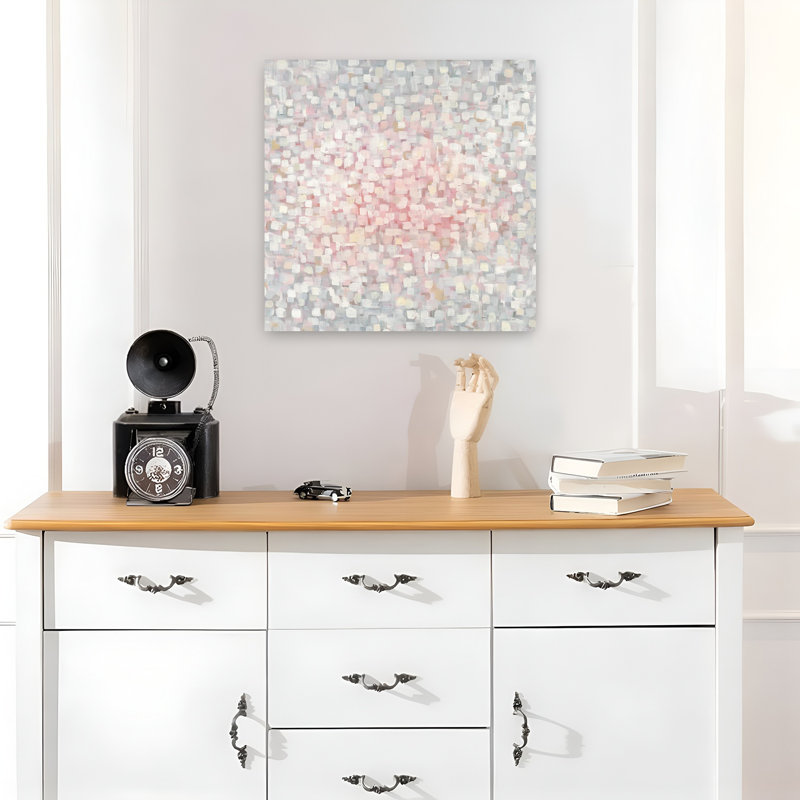 Contemporain subtil avec art abstrait crème, H 18 po x l 18 po