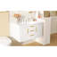 Rangement mural flottant pour salle de bain 36 po, 2 tiroirs, planches de haute qualité, charnières, glissière lisse, poignées rouille, finition imperméable, lavabo à trois trous de 36 po x 18 po, facile à installer, blanc moderne-947499975