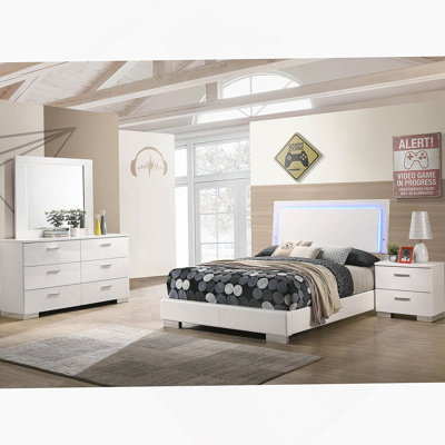 White High Gloss 4-Piece Full Bedroom Set
