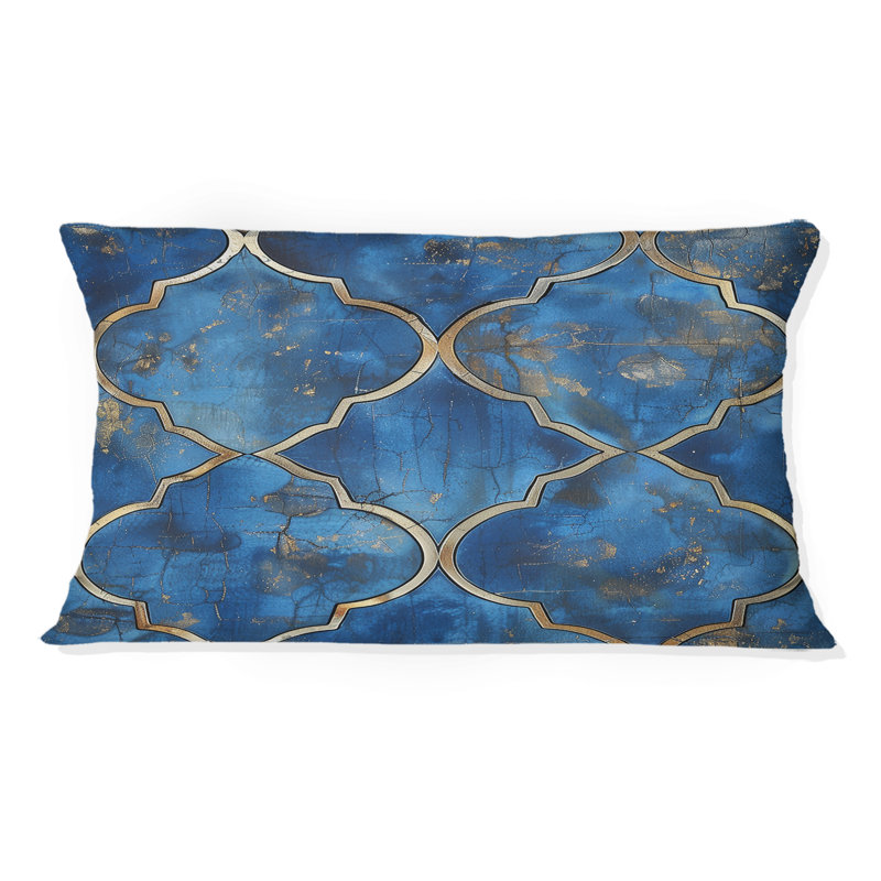 Coussin lombaire bleu Modern Trellis V - Modern