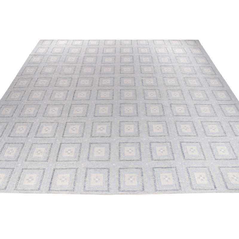 Scandinavian Silk Geometric Area Rug, Rectangle 12' x 15'