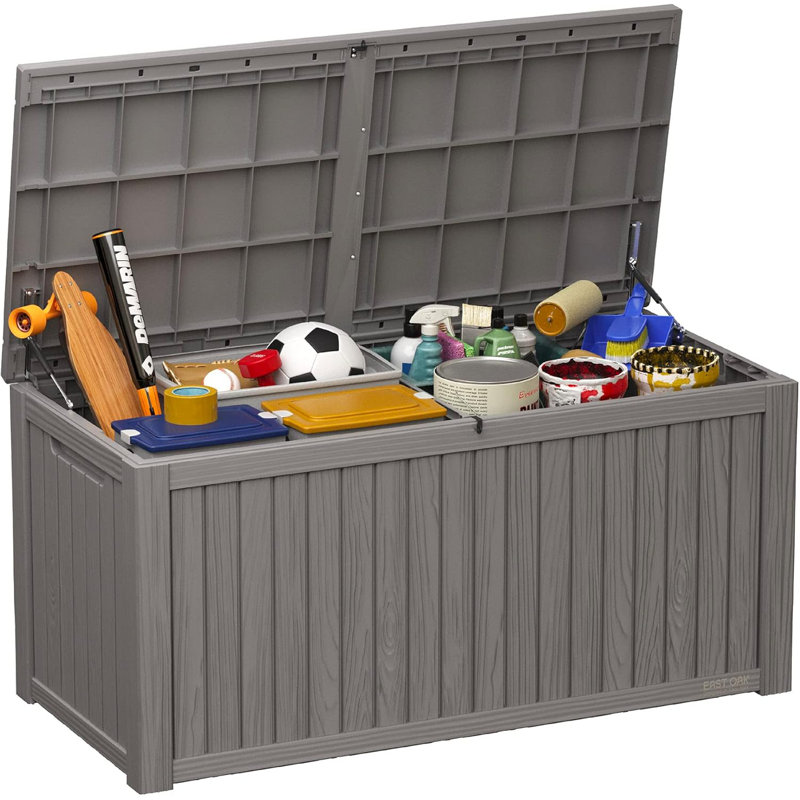Gray Lockable 180 Gallon Plastic Deck Box