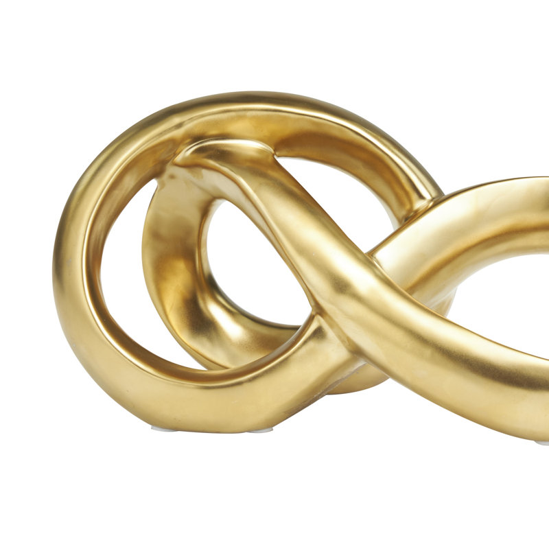 Reinoso Ceramic Infinity Loop Abstract Decorative Sculpture, Gold