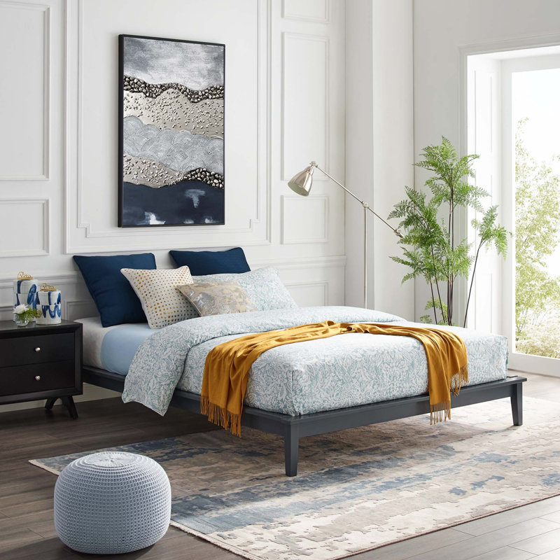 Modway Lodge Wood Platform Bed Frame, Gray, Queen