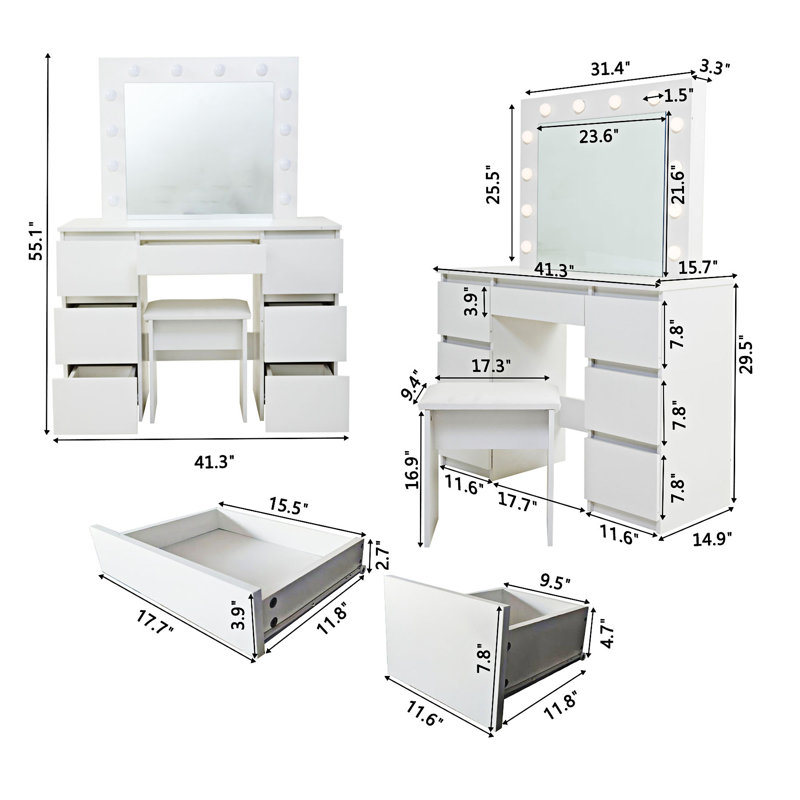 Vanity Table With Mirror And Light