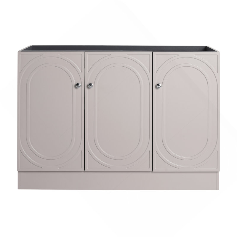 Meuble-lavabo autoportant de 48 po et 3 portes d'armoire à fermeture en douceur - sans le lavabo, Kaki