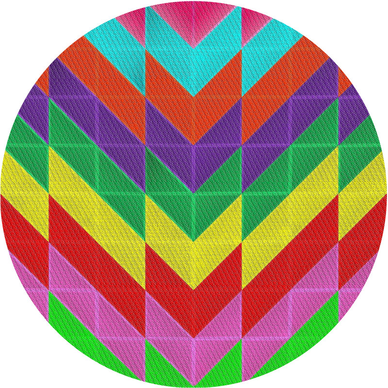 Tapis rouge/vert/bleu Izobel, Rond 8 pi