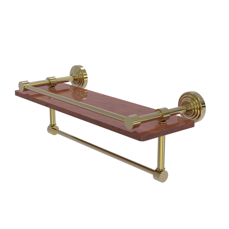 Beresford Bracket Shelf with Towel Bar, Unlacquered Brass, 5" H x 16" W x 5" D