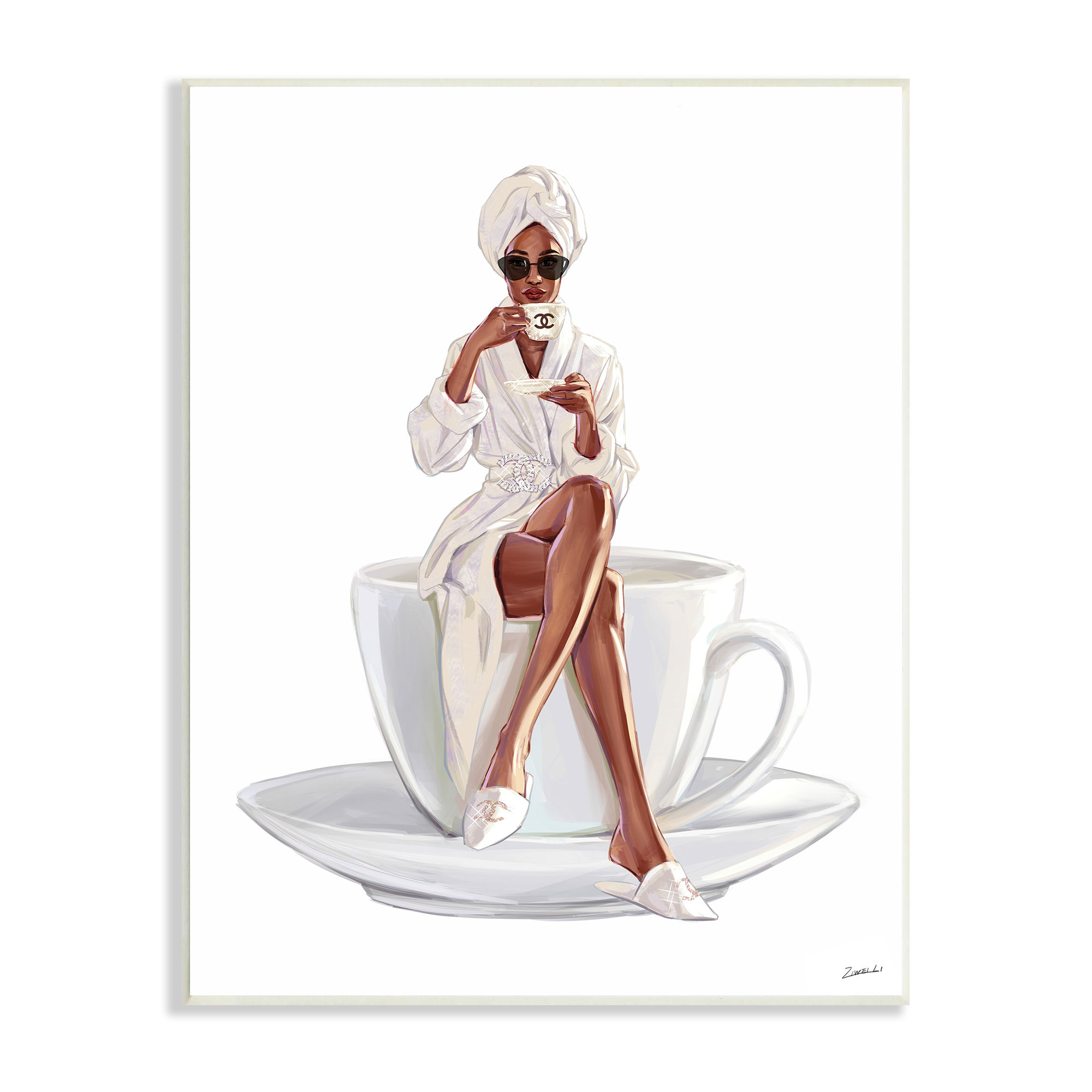 Fashion Robe & Coffee Cup Canvas Wall Art, White Sold by at Home