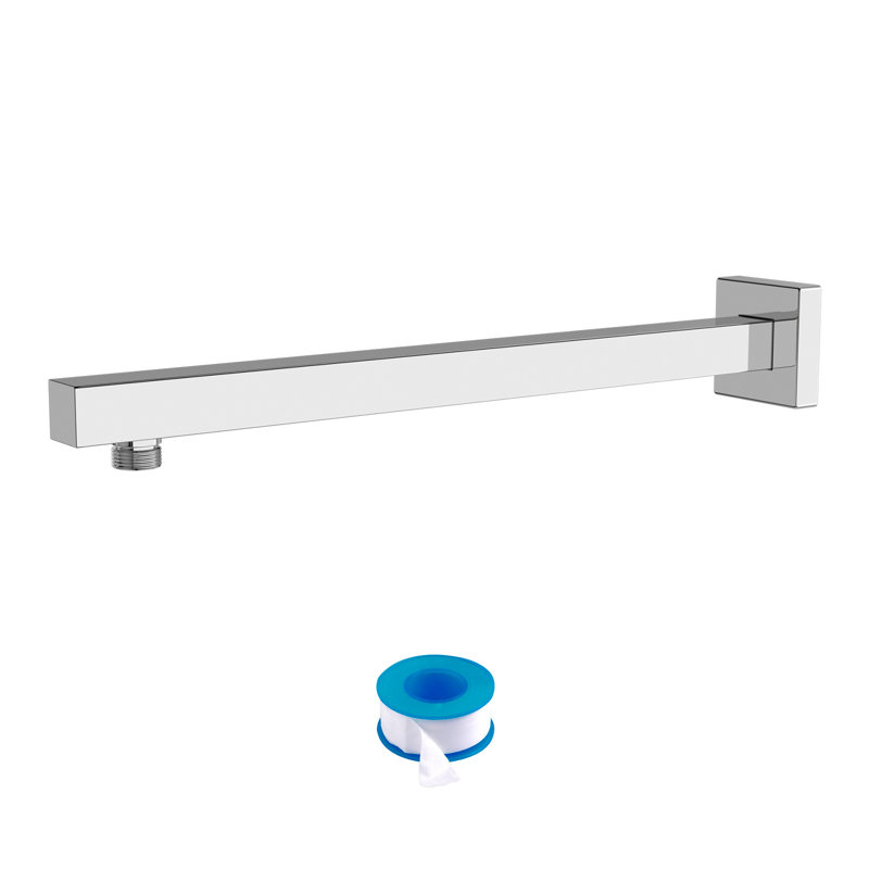 Bras de douche mural monobloc chromé avec bride, 16 pouces, en acier inoxydable., H 2,5 po x l 16 po x P 2,5 po