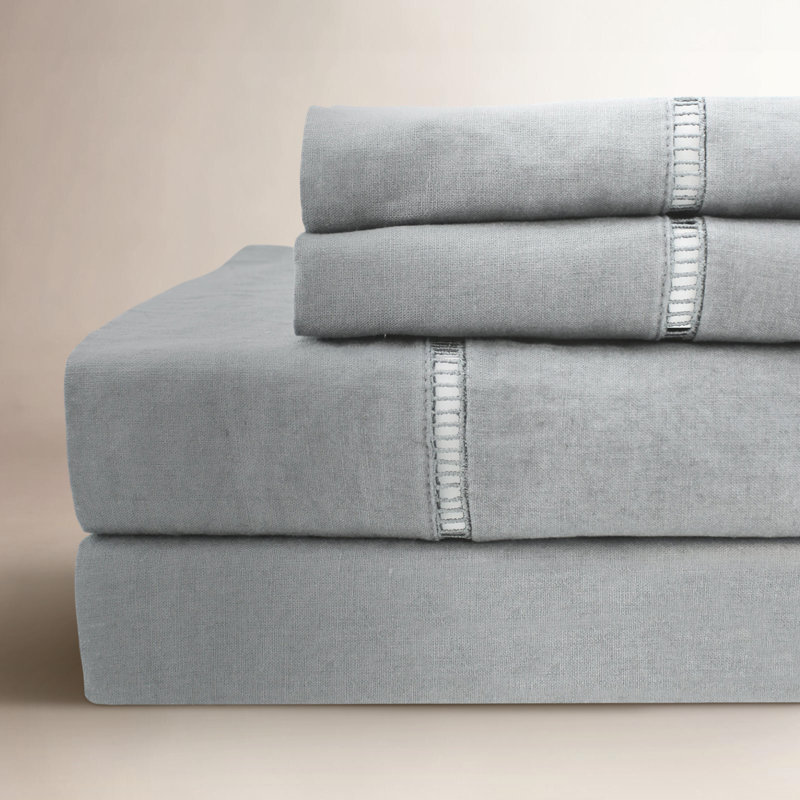 Briar 100% Linen Sheet Set, California King, Gray