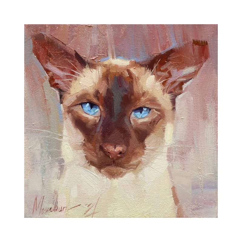 Siamese Cat by Alex Movchun - No Frame Gallery-Wrapped Canvas Giclée on Canvas, 93.98cm H x 93.98cm W