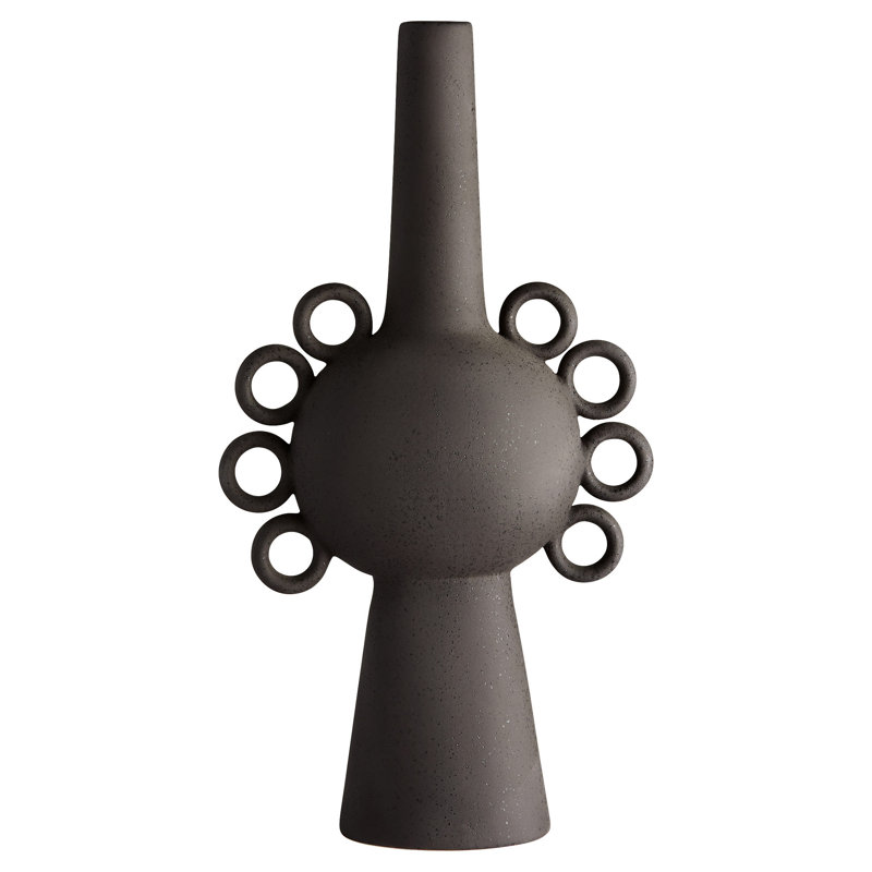 Vase de table Ringlets, H 18 po x l 9,5 po x P 4,75 po, Noir, noir, noir, noir