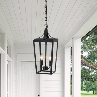 2 Light 19.5” Black Outdoor Hanging Lantern