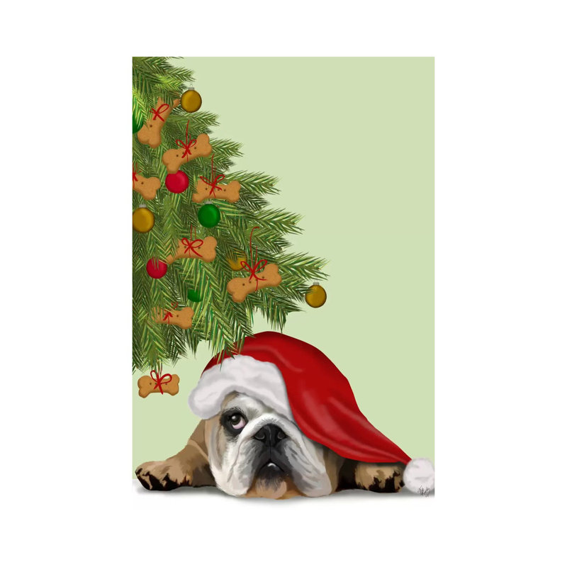 English Bulldog, Cookie Tree by Fab Funky - Wrapped Canvas Gallery-Wrapped Canvas Giclée, 20.32 cm H x 30.48 cm W