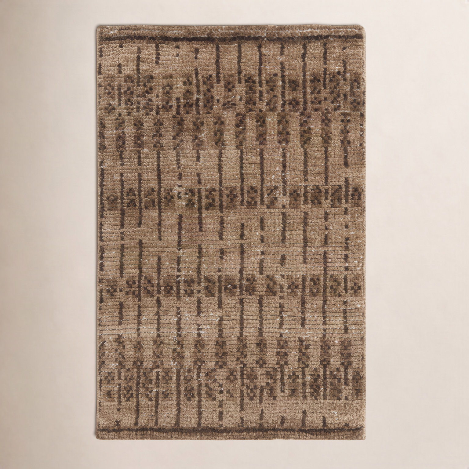 Vanna Hand-Knotted Striped Wool Rug, Brown, 6'x9'