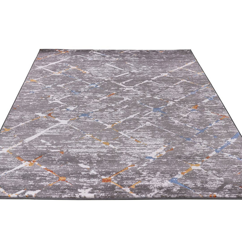 Tapis turc Celine Roxy - GRIS, Rectangle 6 pi 6 po x 9 pi 5 po
