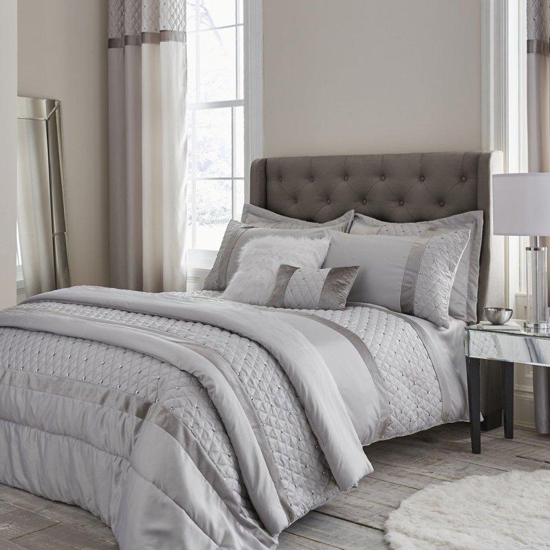 Sequin Cluster Duvet Cover Set with Pillowcases, Super King - 2 Standard Pillowcases, Duck Egg