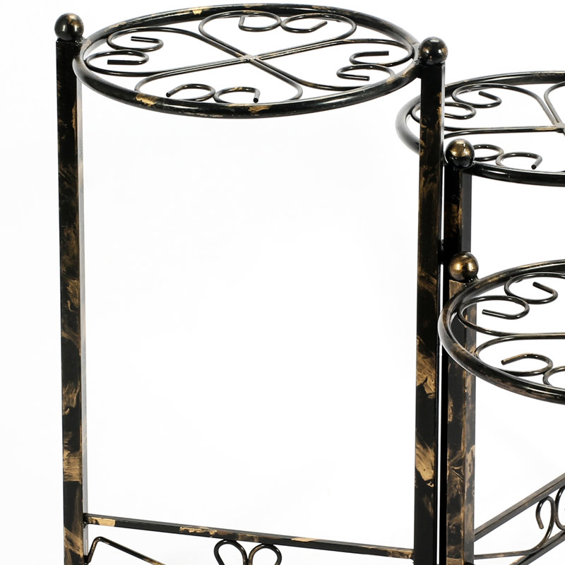 Support pour plante 24,08 po Heart Clover - métal coulé, noir / or, finition fade, design complexe 3