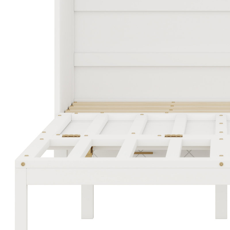 Lit escamotable avec tiroir intégré, ensemble de douilles et ports USB, Blanc