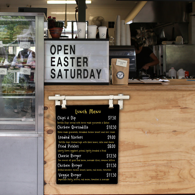 Hanging Cafe Metal Menu Board 22X28 Sign (Frame/Board), White/Black