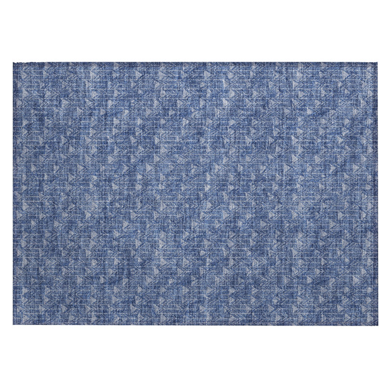 Tapis extérieur antidérapant lavable géométrique bleu marine 2 pi x 3 pi