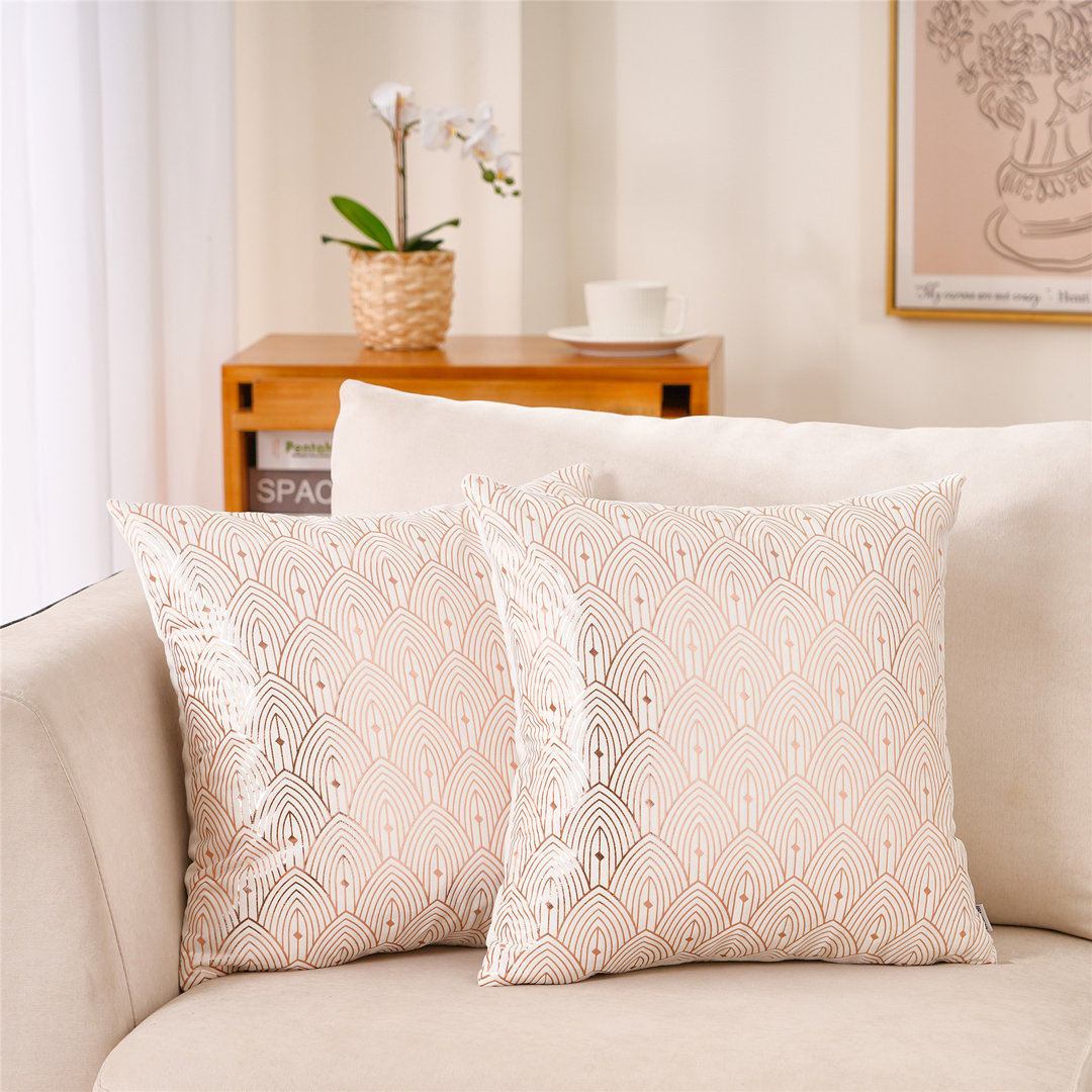 Geometric Velvet Reversible Throw Pillow (Set of 2) WARISI 