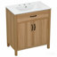 Meuble-lavabo de 60 po en bois avec cadre en bois massif, 4 portes à fermeture douce, 2 tiroirs rabattables, tablette réglable, armoire de rangement moderne