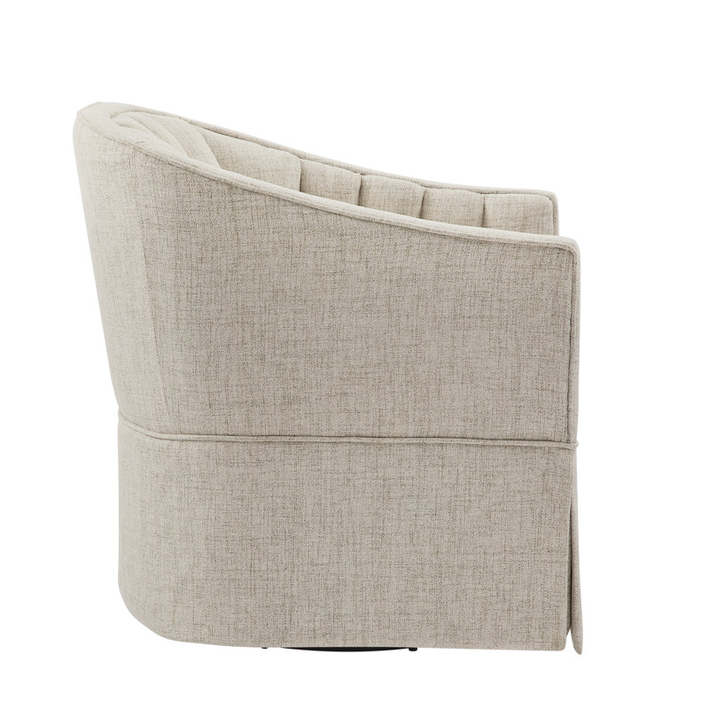 Milnor Sanibel Skirted Swivel Accent Chair, Ivory