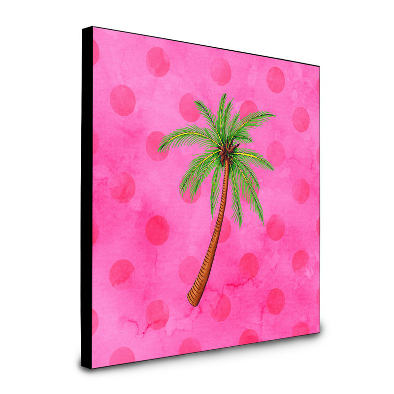 « palm tree polkadot », art encadré Dyann, Rose