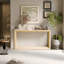 Console rectangulaire de 60 po en placage de bois massif, table de canapé large, table de canapé derrière avec amplement de rangement pour le vestibule et le salon, chêne délavé-2098102240