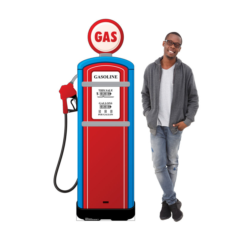 76'' Red and Blue Cardboard Gas Pump Standup