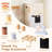 Wooden Toy Fridge for Kids, Realistic Play Fridge with Freezer, Blackboard, Egg & Ice Cream Accessories
