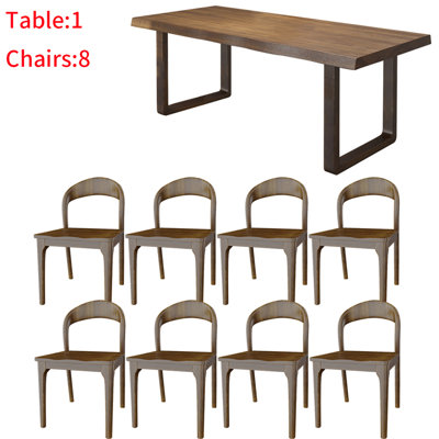 Japanese solid wood rectangular dining table set