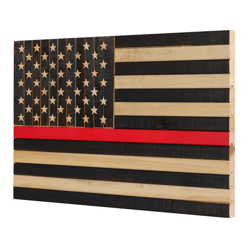 Décoration murale drapeau américain, H 38 po x l 72 po x P 0,8 po, Rouge