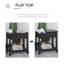 Table de bout, table d'appoint étroite avec plateau rabattable, armoire de rangement, tablette inférieure