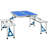 Outsunny Folding Picnic Table With Umbrella Hole, Aluminum Suitcase Portable Outdoor Table With Bench, Patio, Porch Or Camping Table And Chair Set, Ocean Blue