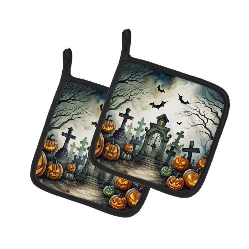 Paire de porte-casseroles Graveyard Spooky Halloween