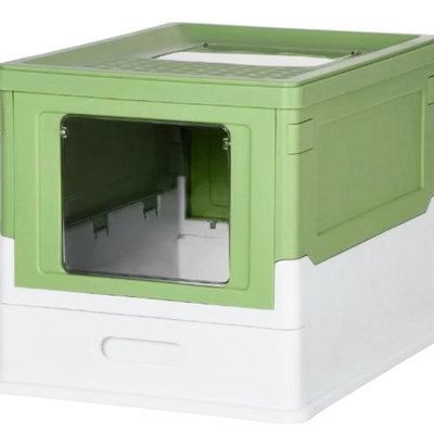 Spacious Front - Entry Fully Enclosed Cat Litter Box, Double Door Setup To Minimize Mess, Pull Out Tray For Quick Refill, White Polypropylene Enclosure, 18.75" L X 14" W 14.5" H, Included Box With