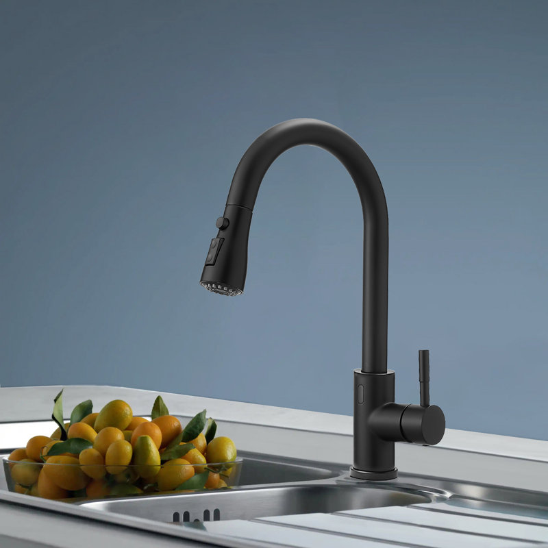 Robinet de cuisine avec capteur, Noir mat
