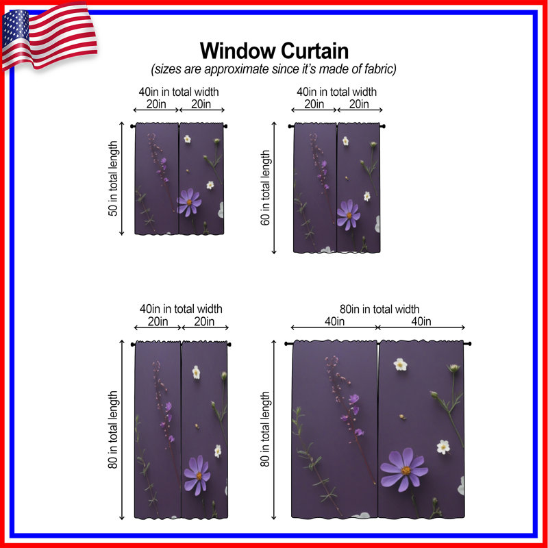  Rideaux de fenêtre à motif floral blanc et obscurcissant - 2 panneaux, 40in x 60in - 2 panels, Obscurcissement de chambre