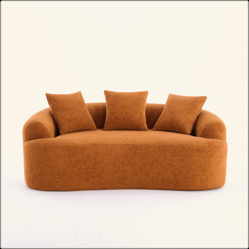 Canapé à deux places, tissu en chenille de grain de bois, canapé à compression double éponge, canapé à compression à deux places avec 2 coussins pour la maison / la maison / le mobilier / l’appartement / le bureau